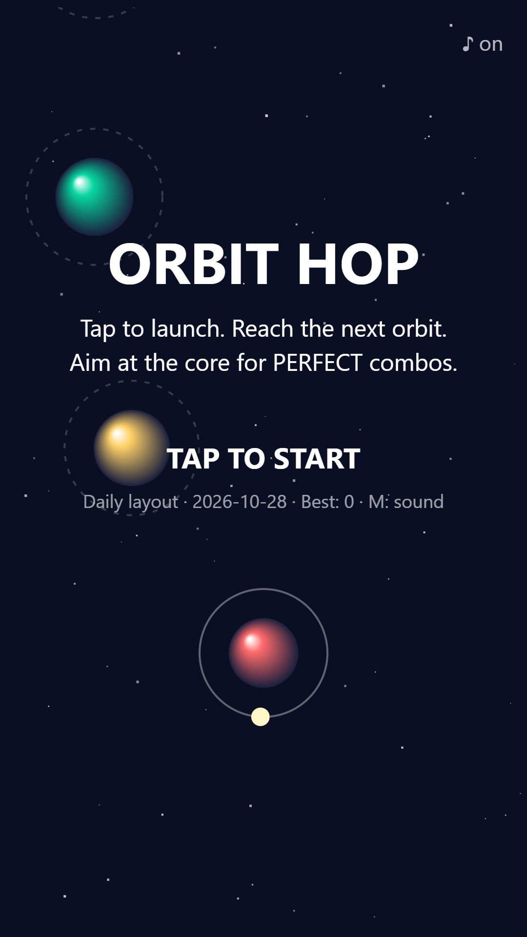 Orbit Hop start screen